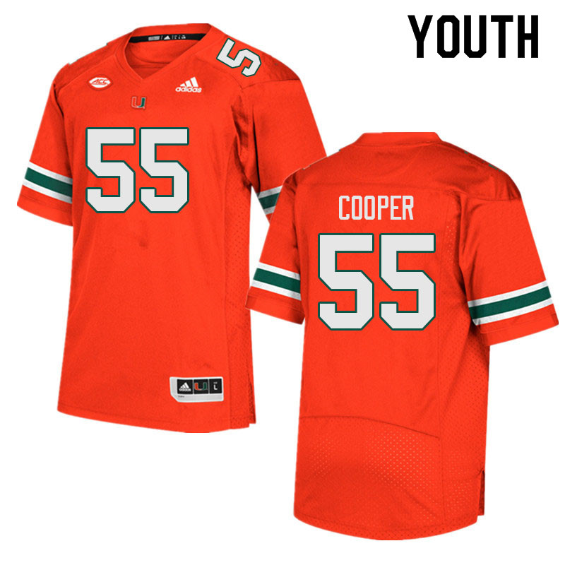 Youth #55 Anez Cooper Miami Hurricanes College Football Jerseys Sale-Orange